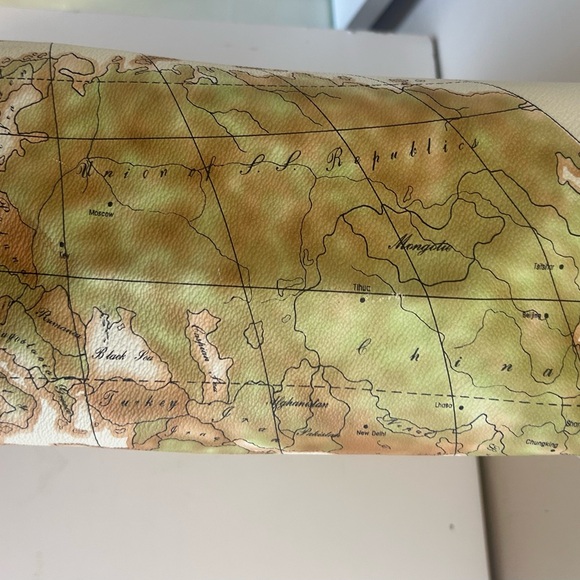 Map Print Cream and Tan Women's Bag - Picture 5 of 7